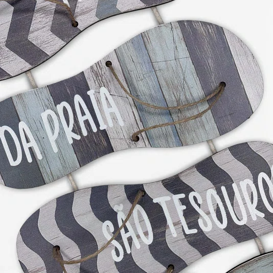 Placa Decorativa Estilo Náutico Frase Memórias da Praia São Tesouros da Alma Em MDF 3mm Para Pendurar