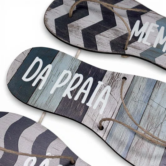 Placa Decorativa Estilo Náutico Frase Memórias da Praia São Tesouros da Alma Em MDF 3mm Para Pendurar