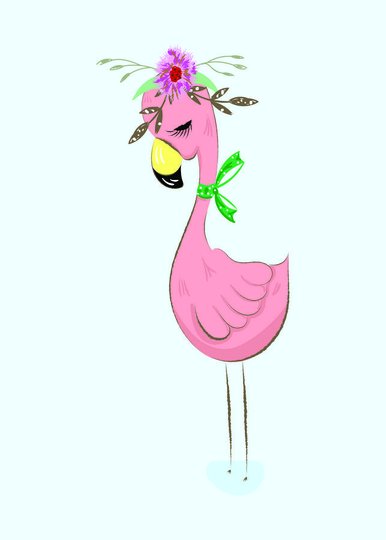 Placa Decorativa Flamingo Rosa Desenhado
