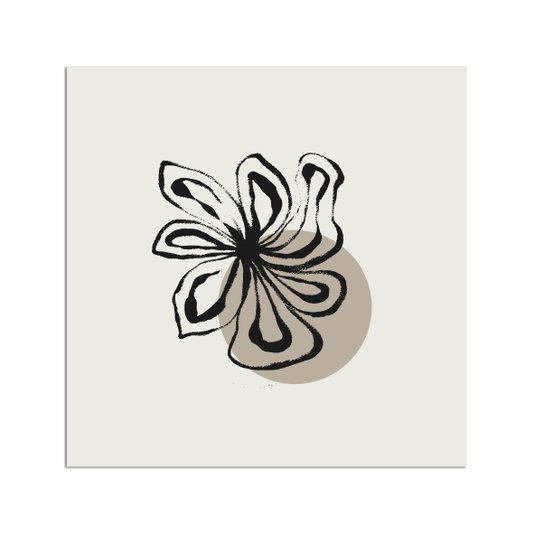 Placa Decorativa Flor Efeito Giz Estilo Japandi