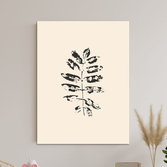 Placa Decorativa Folhas Abstratas Minimalistas Estilo Japandi