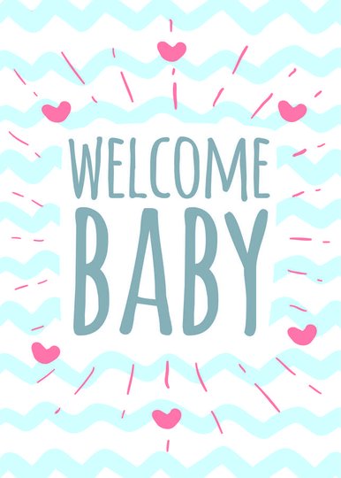 Placa Decorativa Frase: "Welcome Baby" Corações