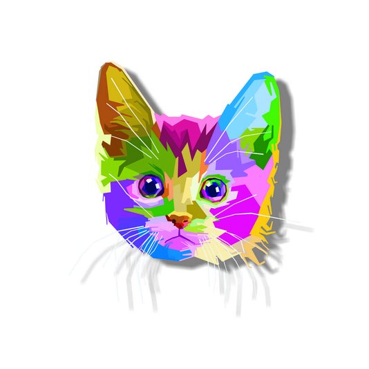Placa Decorativa Gatinho Fofo Pop Art e Colorido