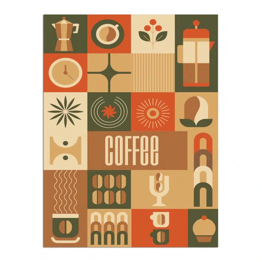 Placa Decorativa Geométrica Coffee Culture Estilo Modern Heritage