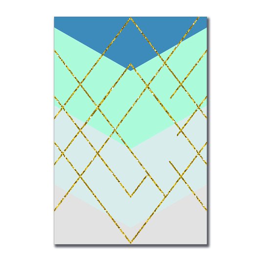 Placa Decorativa Geométrico Dourado Com Brilho