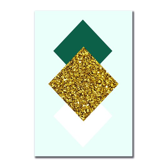 Placa Decorativa Geométrico Losango Dourado