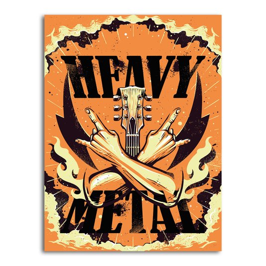 Placa Decorativa Heavy Metal Mãos E Guitarra