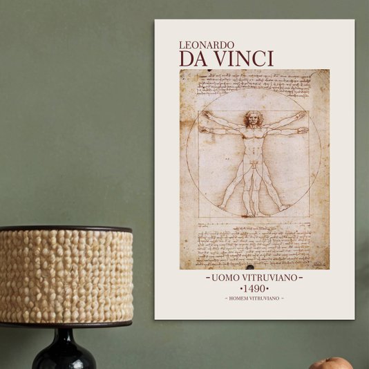 Placa Decorativa Homem Vitruviano de Leonardo da Vinci