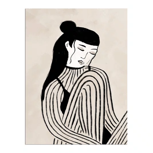 Placa Decorativa Ilustração Feminina Estilo Modern Heritage