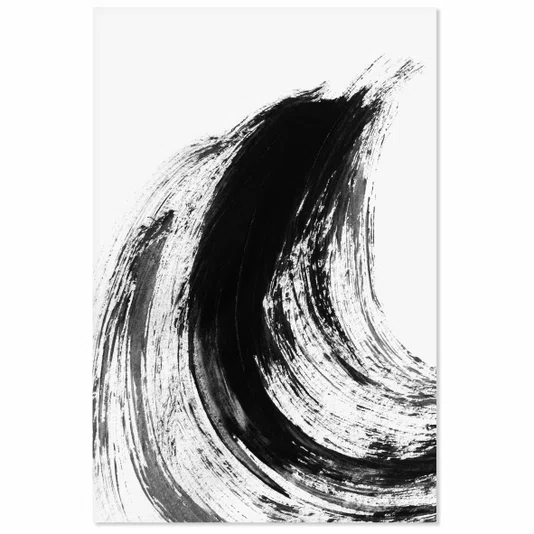Placa Decorativa Inku Arte de Tinta Abstrata no Estilo Sumiê