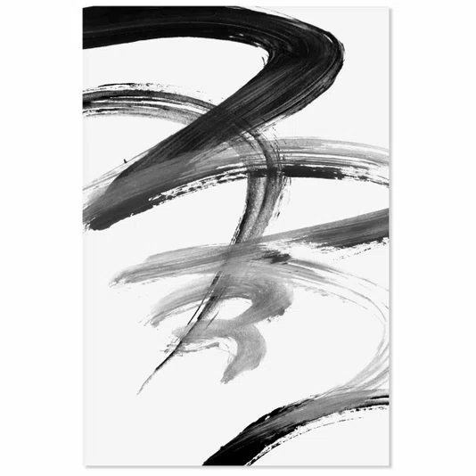 Placa Decorativa Inku Pintura de Tinta Abstrata no Estilo Sumiê