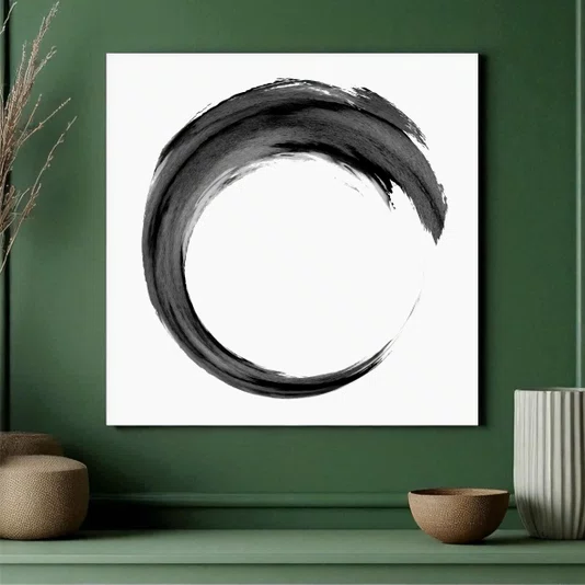 Placa Decorativa Inku Traço de Tinta Enso no Estilo Sumiê