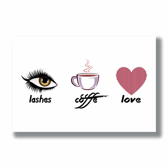 Placa Decorativa Lashes, Coffe, Love