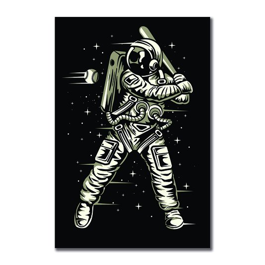 Placa Decorativa Nerd Geek Astronauta Jogador de  Beisebol - Baseball