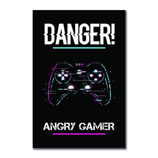 Placa Decorativa Nerd Geek Aviso Danger! Angry Gamer
