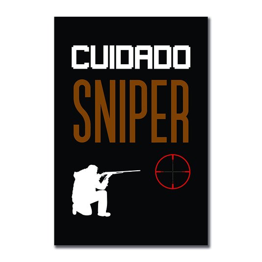 Placa Decorativa Nerd Geek Games Aviso Cuidado Sniper