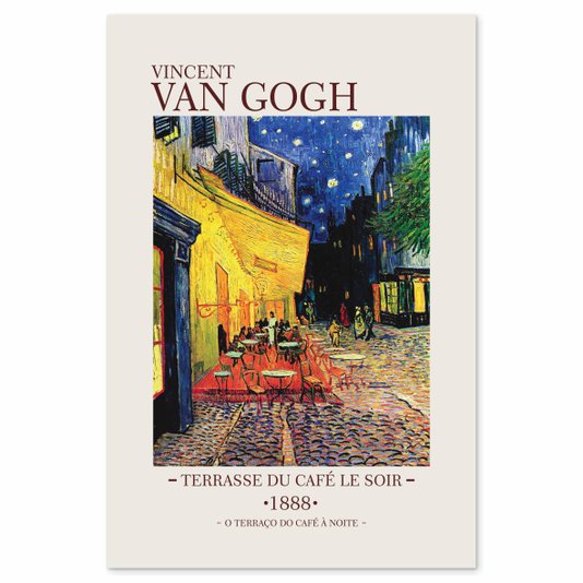 Placa Decorativa O Terraço do Café à Noite de Van Gogh