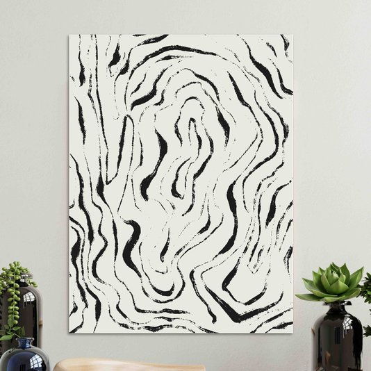 Placa Decorativa Padrão De Curvas Abstrato Estilo Japandi