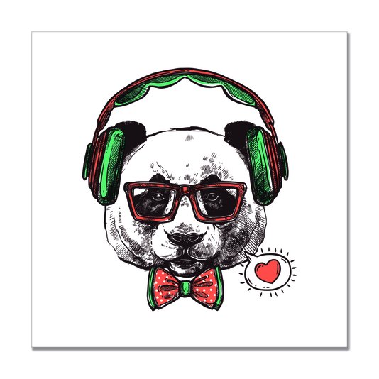 Placa Decorativa Panda Hipster