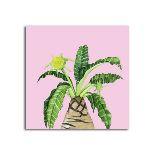 Placa Decorativa Planta Tropical com Flor