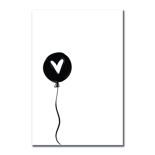 Placa Decorativa Preto e Branco Balão com Coração