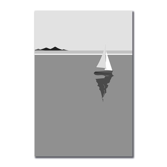 Placa Decorativa Preto e Branco Barco a Vela
