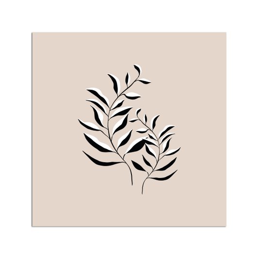 Placa Decorativa Ramo De Folhas Minimalista Estilo Japandi