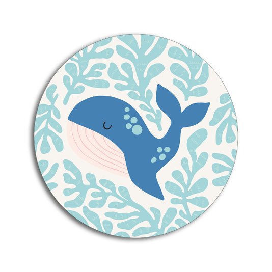 Placa Decorativa Redonda Animais Baleia