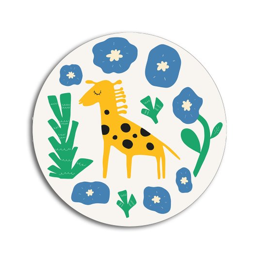 Placa Decorativa Redonda Animais Girafa