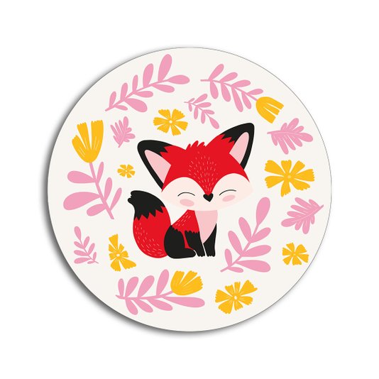 Placa Decorativa Redonda Animais Raposa