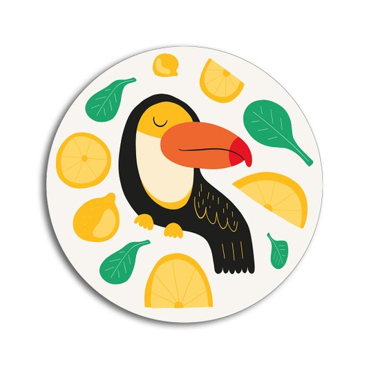 Placa Decorativa Redonda Animais Tucano