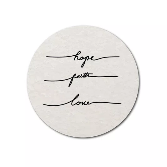 Placa Decorativa Redonda Frase Hope Faith Love