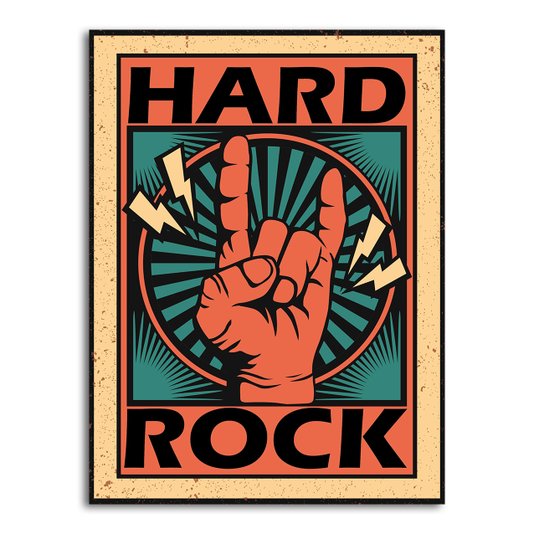 Placa Decorativa Rock And Roll Hand Hard Rock