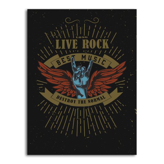 Placa Decorativa Rock And Roll Long Live Rock