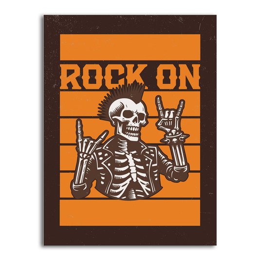 Placa Decorativa Rock On Esqueleto