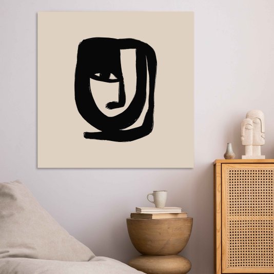 Placa Decorativa Rosto Abstrato Estilo Japandi