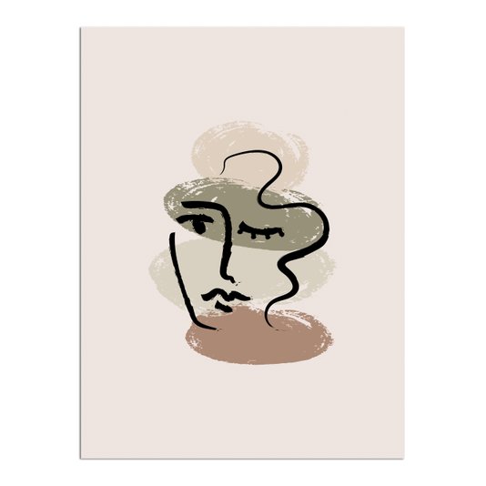 Placa Decorativa Rosto Abstrato Minimalista Estilo Japandi