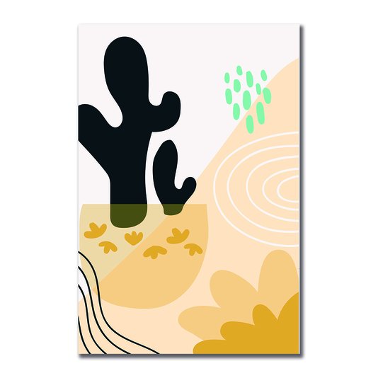 Placa Decorativa Silhueta Cactus