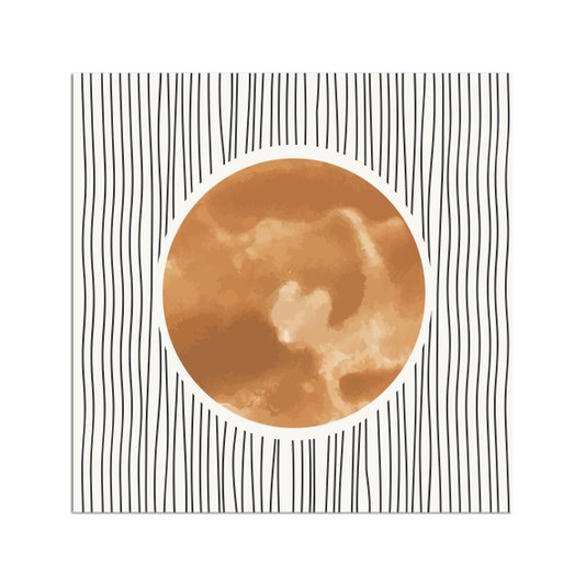 Placa Decorativa Sol Sobre Linhas Estilo Japandi