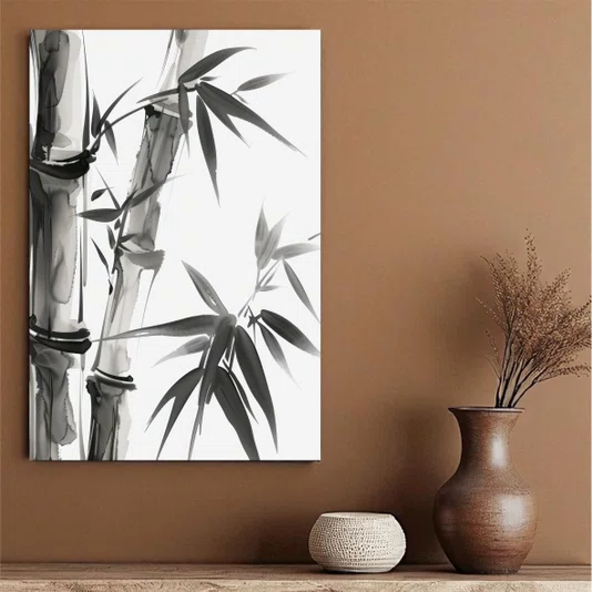 Placa Decorativa Take Arte de Bambu no Estilo Sumiê