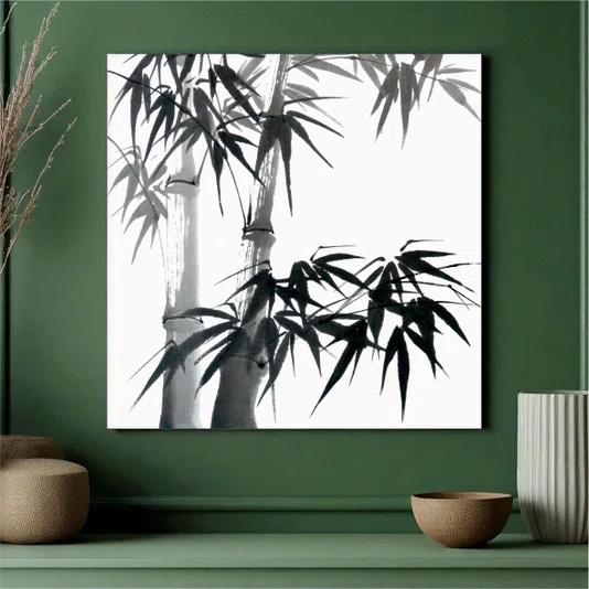 Placa Decorativa Take Pintura de Bambu no Estilo Sumiê