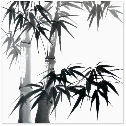 Placa Decorativa Take Pintura de Bambu no Estilo Sumiê