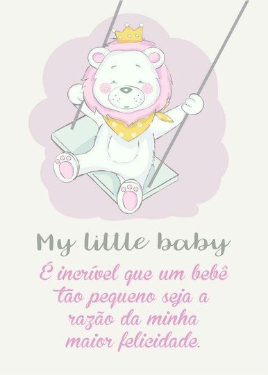 Placa Decorativa Urso Com Coroa Frase: "My Little Baby"