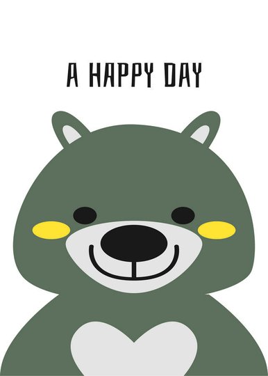 Placa Decorativa Urso Frase: "A Happy Day"