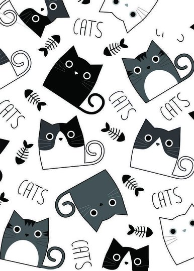Placa Decorativa Vários Gatinhos Em Preto e Branco Frase: "Cats"