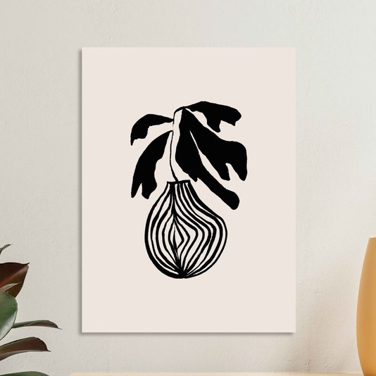 Placa Decorativa Vaso De Planta Minimalista Japonês Estilo Japandi