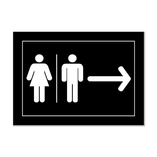 Placa Indicativa para Banheiros Feminino e Masculino - Direita