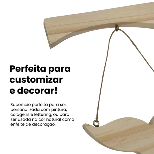 Placa Mão Francesa Decorativa Cauda de Baleia em Madeira Pinus Estilo Náutico e Base para Artesanato