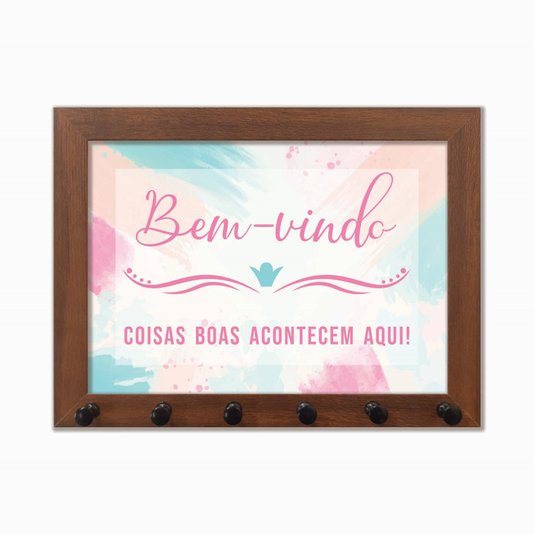 Porta Chaves Bem-vindo - coisas boas acontecem aqui
