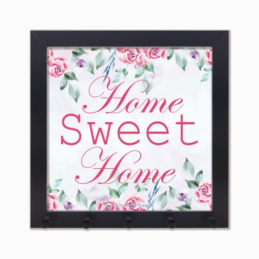 Porta Chaves Home Sweet Home com flores